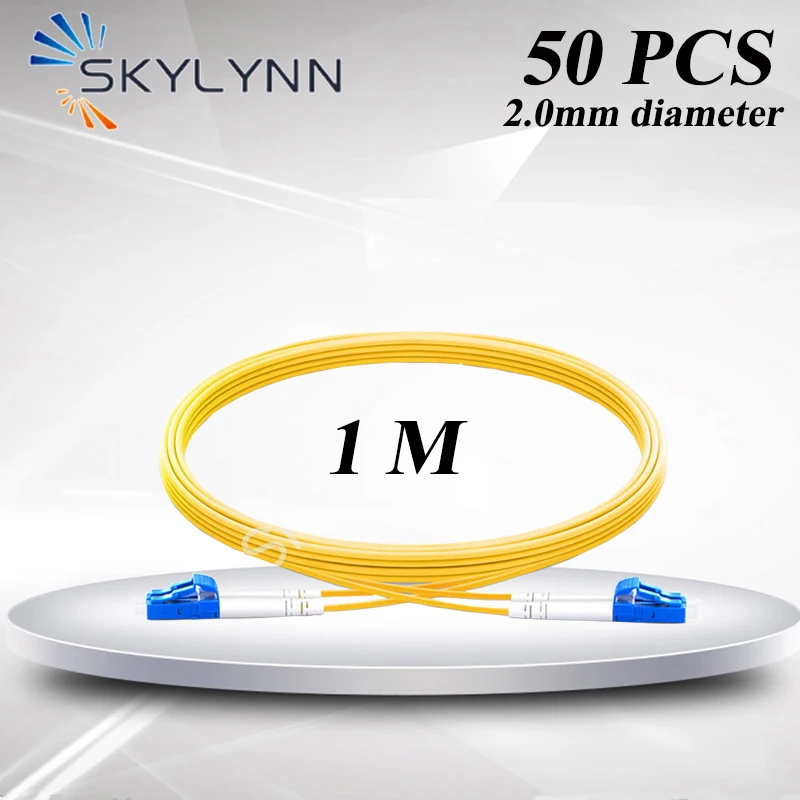 Whole Sale 50PCS 1 Meter Length LC/UPC-LC/UPC SM G652D/G657A1/G657A2 DX 2.0mm Yellow LSZH Jacket Fiber Optic Patch Cord Jumper