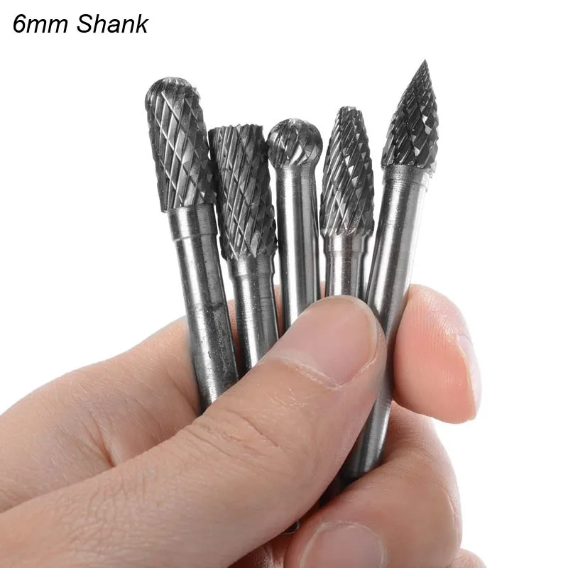 Metal Aluminum Steel Work Tungsten Carbide Burrs Bit 1/4 Shank Carving Tool Double Cutter for Rotary Milling Set File Grinder