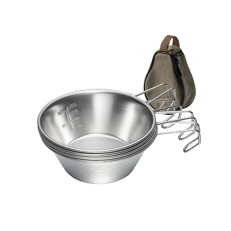 CAMPINGMOON 310ml Sierra Bowls Outdoor Stainless Steel Bowl Picnic Tableware Portable Camping Cup With Storage Bag