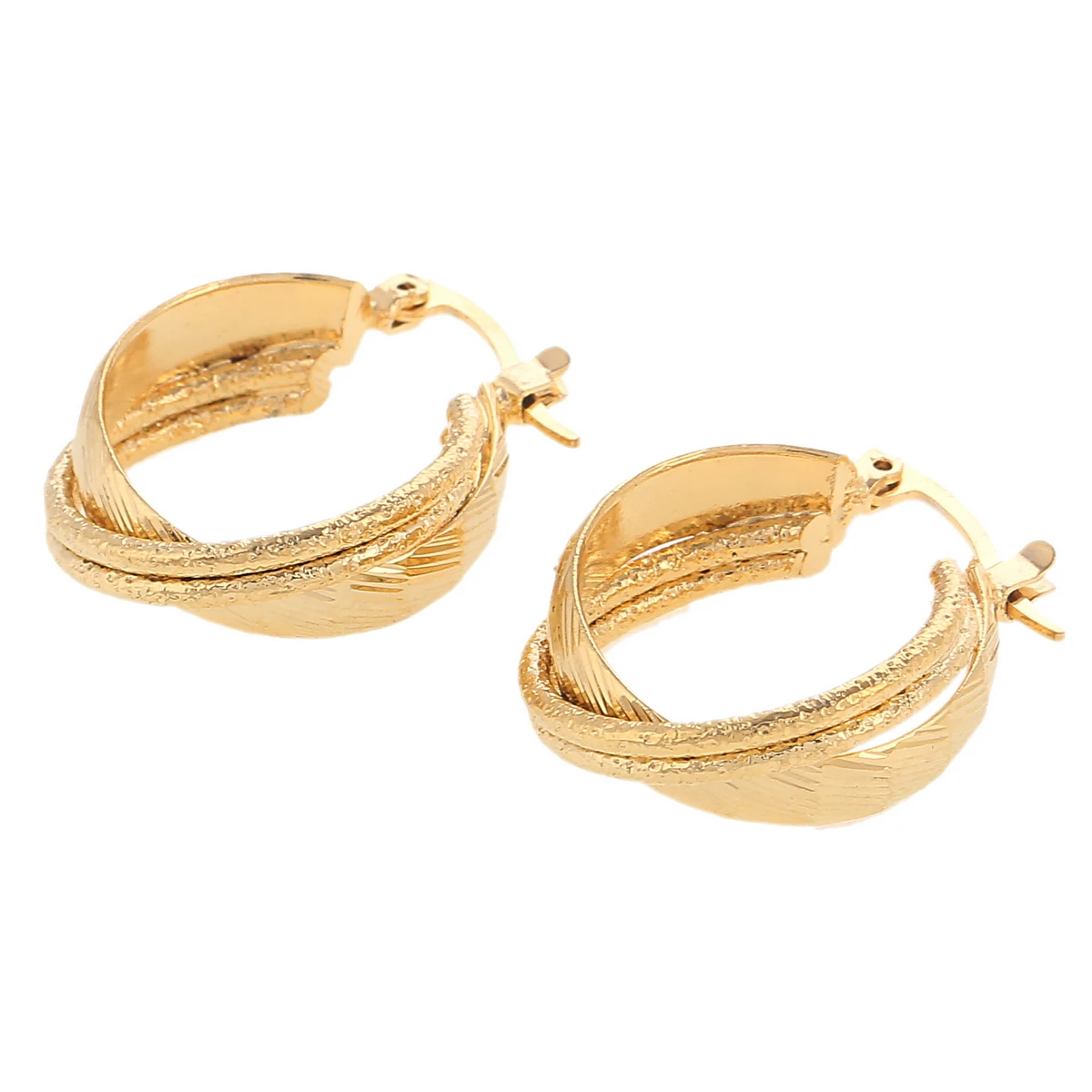 Ethiopian Ear Buckle Gold Color Filament Design Men Women Girl Ladies Hoop Loop Earrings Ethnic Wedding Jewelry Accessories