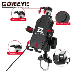 For Colove KY400X/500X 500F Motorcycle CNC Handlebar Rearview Mirror Mobile Phone Holder GPS stand bracket