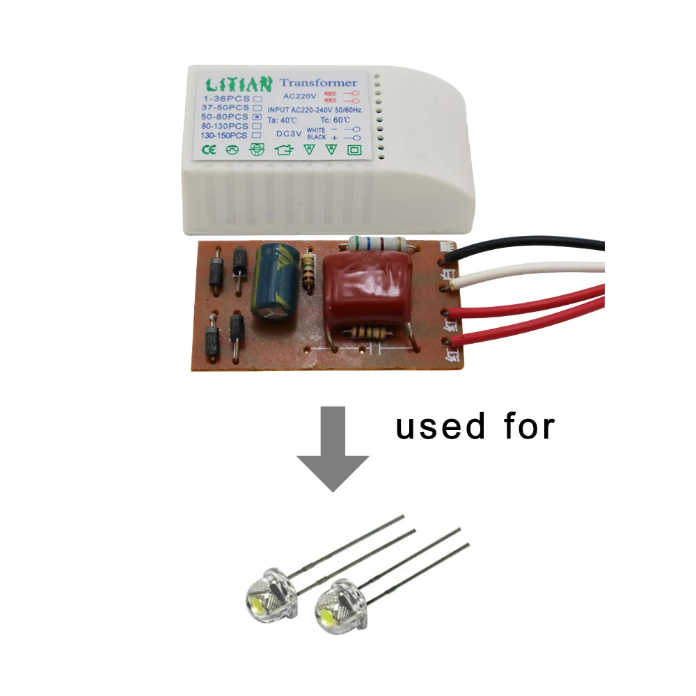 ZHMZH 1-36pcs 40-60pcs 50-80pcs Leds Electronic Transformer LED Controller Power Supply LED Driver 220V To DC3V