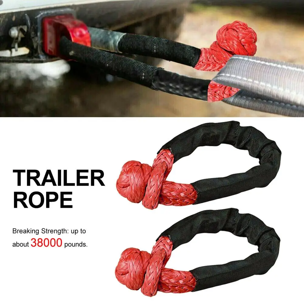 

2pcs 38000lbs Synthetic Soft Shackle Trailer Pull Rope Towing Recovery Straps For Car Flexible Car Capstan Cord ATV UTV SUV