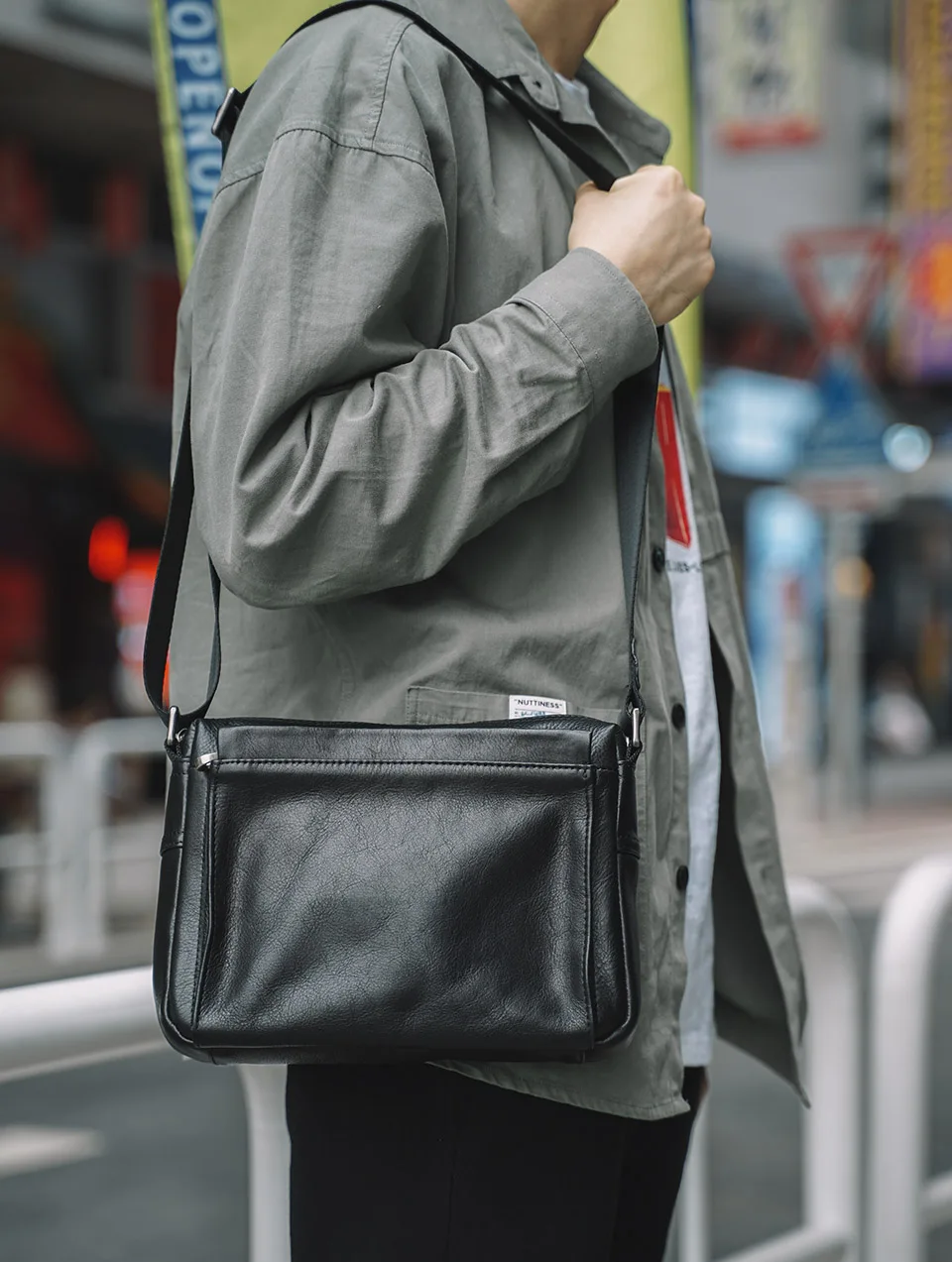NUPUGOO Casual männer Schulter Tasche Aus Echtem Leder Mode-Trend Messenger Original Kleine Crossbody Zipper Tasche Für 9,7 Zoll Ipad – Detail 5