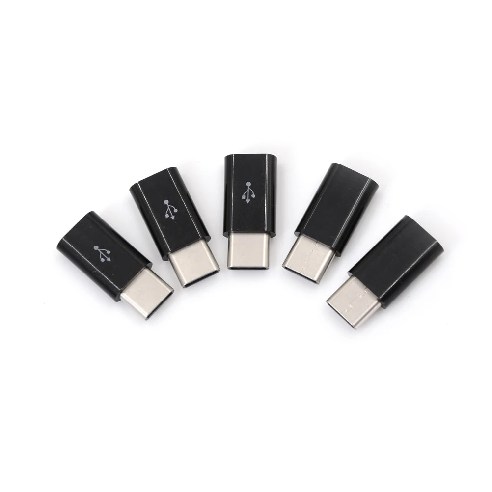 5pcs/lot black and white USB 3.1 Type C Male to Micro USB Female Adapter Type-C Converter Connector USB-C ABS sets