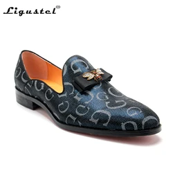 Mocassins en cuir véritable pour hommes, chaussures abeille bleues décontractées de luxe, de soirée de mariage, robe formelle à enfiler sur le fond rouge, grande taille 13