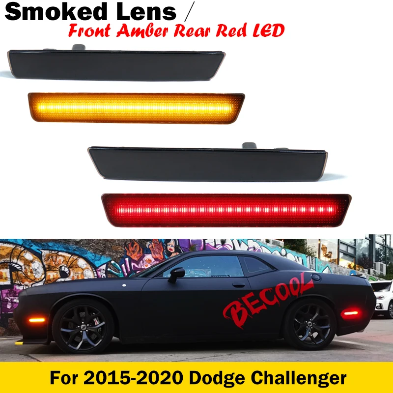 Car Front/Rear Side Marker Lights & Rear Bumper Reflector Tail Brake Lights,Rear Fog Lamp For 2015-up Dodge Challenger view 4