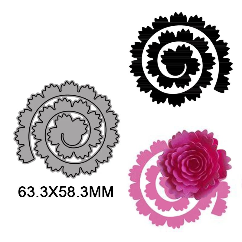 Spiral Flower Metal Cutting Dies for DIY Scrapbooking Album Paper Cards Decorative Crafts Embossing Die Cuts Christmas 2021new