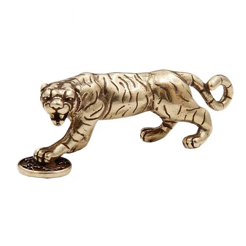 1x Retro Brass Punk Tiger Pendant Necklace Key Ring Pendant Creative Gifts leather bag wallet chain diy decoration 51mm (2\