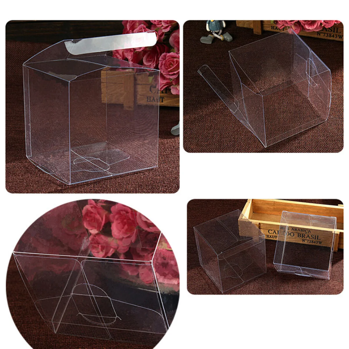 Boîte cadeau portable transparente créative pour bonbons, nougats, biscuits, chocolat, gâteau de mariage, pain avec poignée - Chine Les boîtes et emballage Box prix