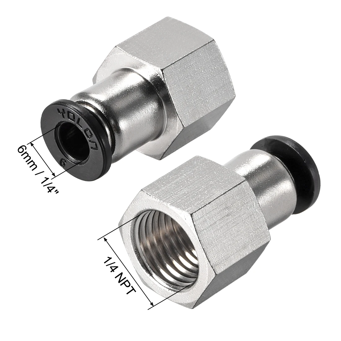 

Uxcell Push To Connect Tube Fitting Adapter 6mm Tube OD X 1/4PT Female Straight Pneumatic Connecter Pipe Fitting