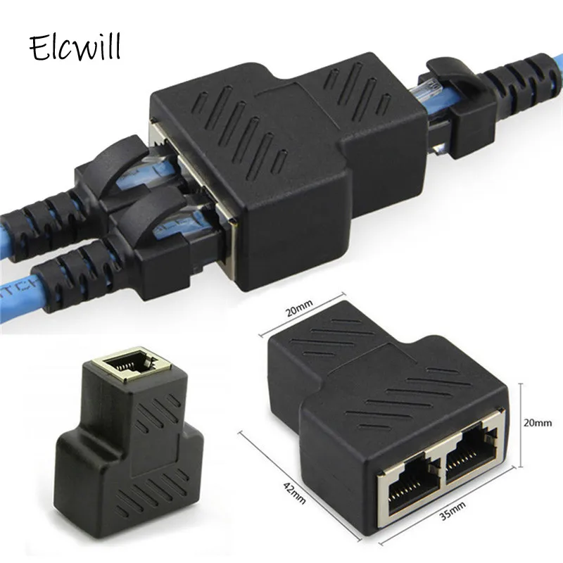 

LAN RJ45 Splitter Adapter 1 To 2 Way Network Ethernet Cable Sockt Connector Adaptor for PC Laptop