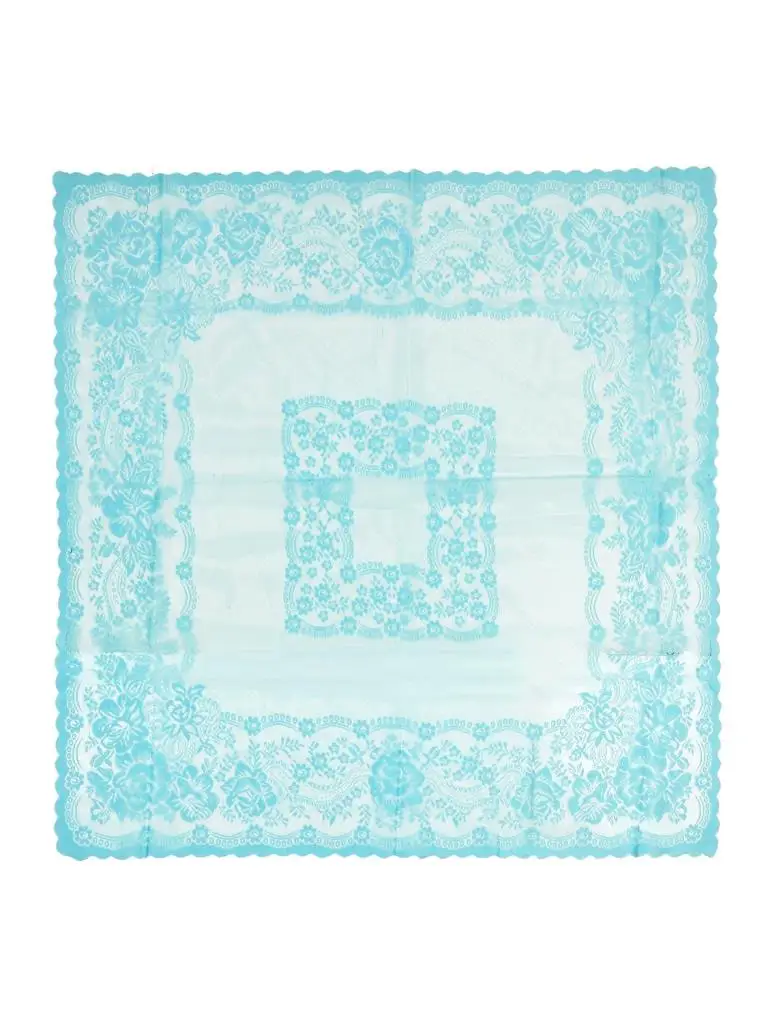 Knitting Board Patterned Console Cover Delicate Turquoise