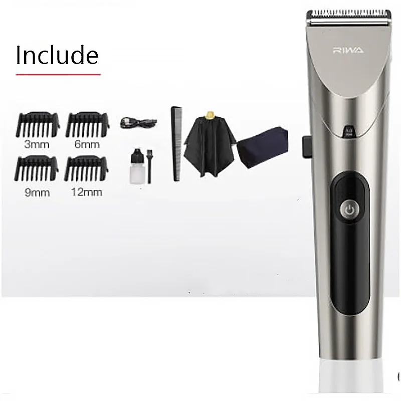 RIWA tagliacapelli Trimmer elettrico personale ricaricabile testa di taglio in acciaio ad alta potenza con schermo a LED lavabile