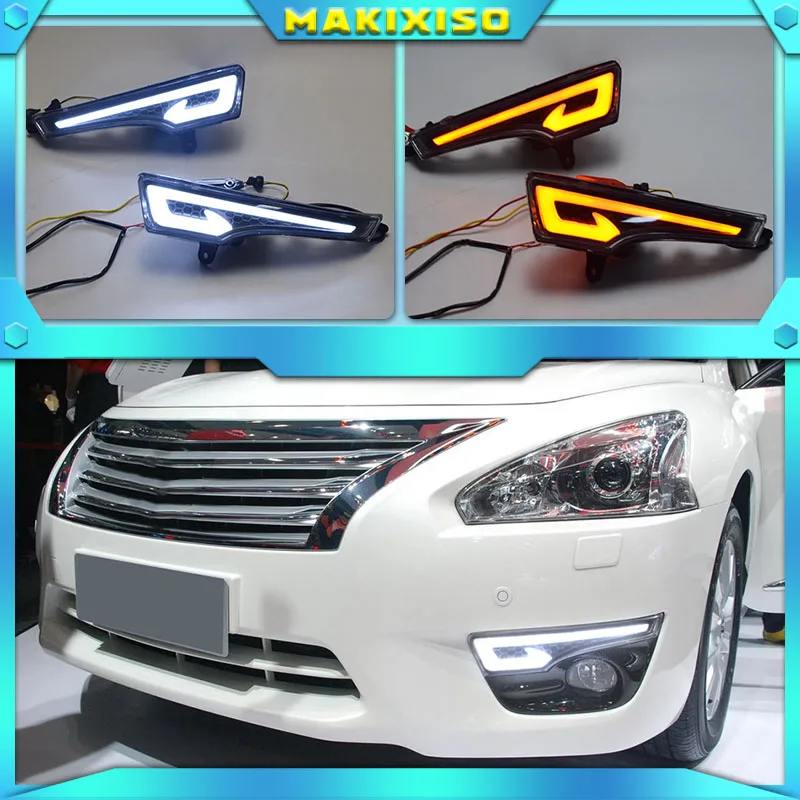 

1Pair Car LED DRL Daytime Running Lights for Nissan Altima Teana 2013 2014 2015 Lamp Bumper Fog light Lamp cover Styling Driving