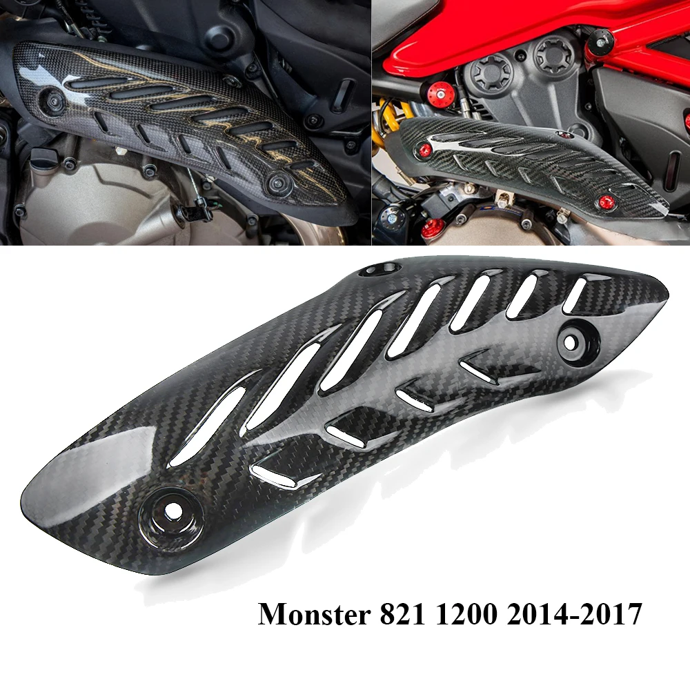 

Для Ducati Monster 821 1200 2014 2015 2016 2017 мотоциклетная труба из углеродного волокна выхлопная Тепловая Защитная крышка