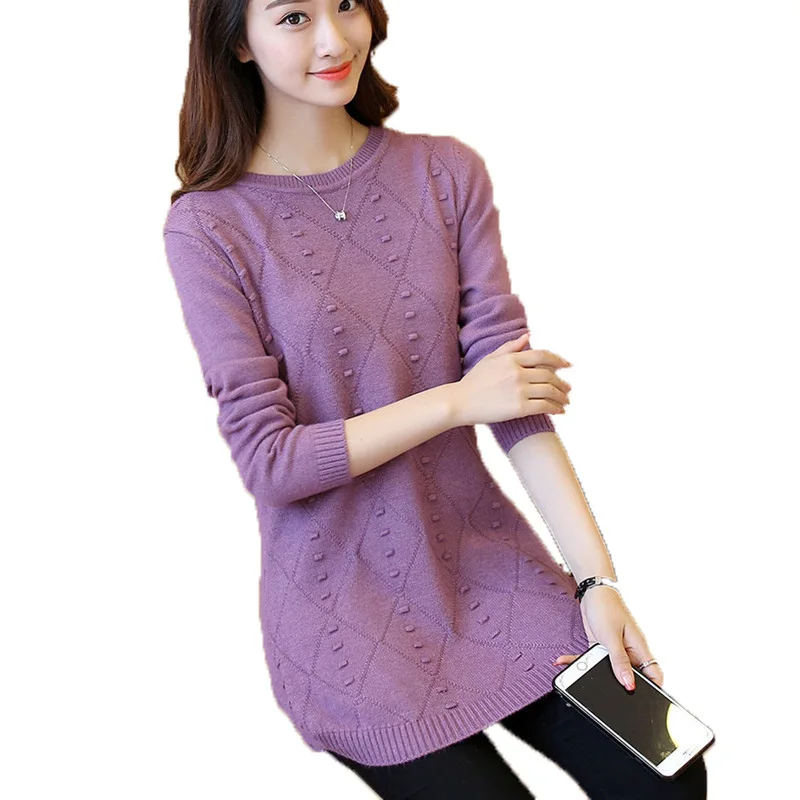 

New 2023 Knitted Sweater Pullover Women's Autumn Winter Round Neck knitt Sweaters Dress Jumper Elegant Bottoming Shirt Female