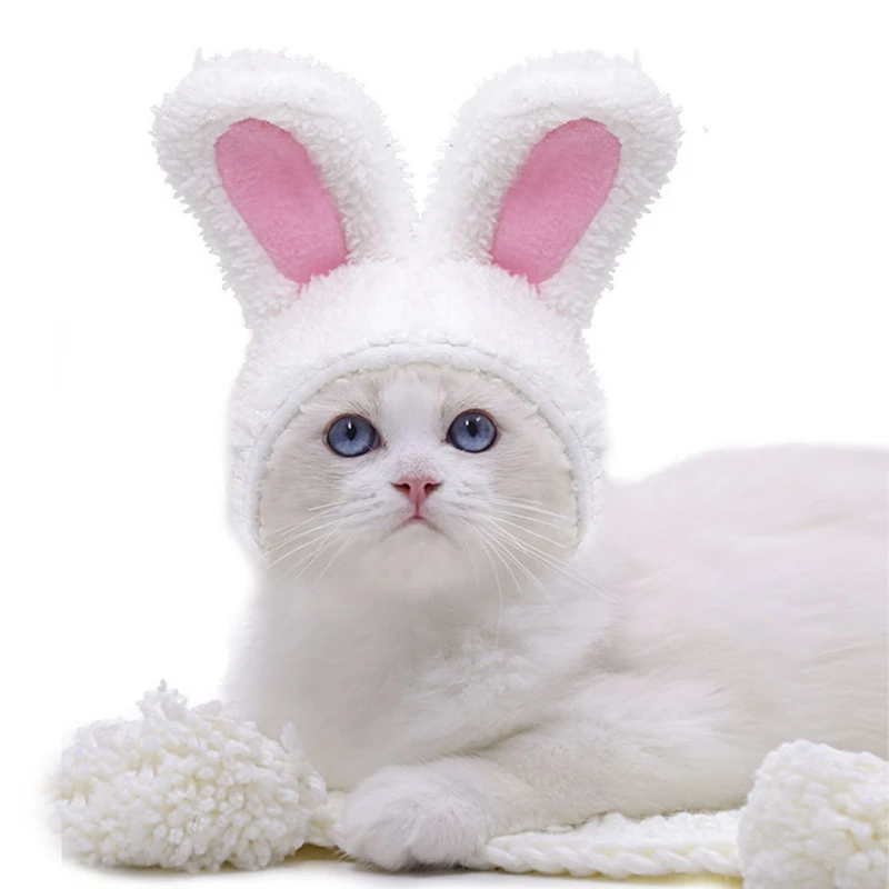 Funny Pet Dog Cat Cap Costume Warm Rabbit Hat New Year Party Christmas Cosplay Accessories Photo Props Headwear Pet Supplies