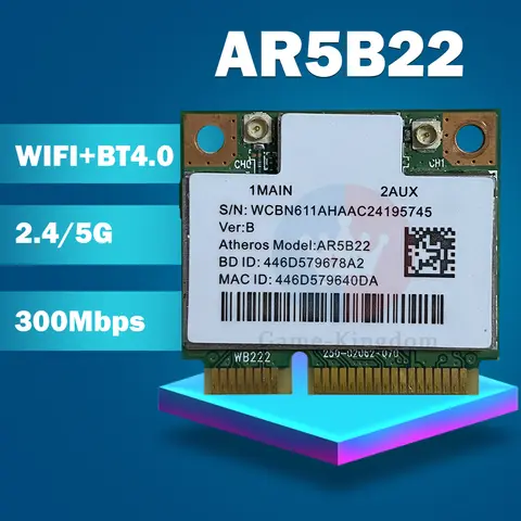 Atheros AzureWave AR9462 AR5B22 WB222 pół Mini PCIe 300 mb/s + Bluetooth4.0 karta bezprzewodowa WLAN Wifi