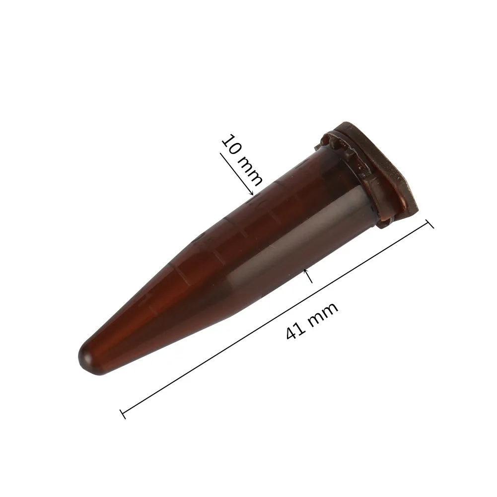 Tube à essai centrifuge en plastique marron, 100 pièces, 1.5ml, bouchon à pression, cône de fond d\'échantillon, fiole, équipement d\'analyse en