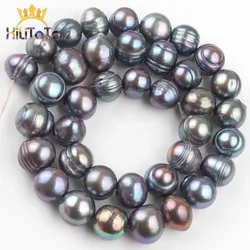 10-11mm Natural Black Freshwater Pearl Beads Round Loose Spacer Pearls Beads For Jewelry Making DIY Bracelet Accessories 15''