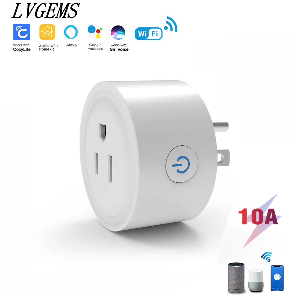 

WIFI Homekit Plug US Adapter WiFi Electrical Outlets 10A/16A Smart Socket Siri Voice Control Support Cozylife app Timing Aleax