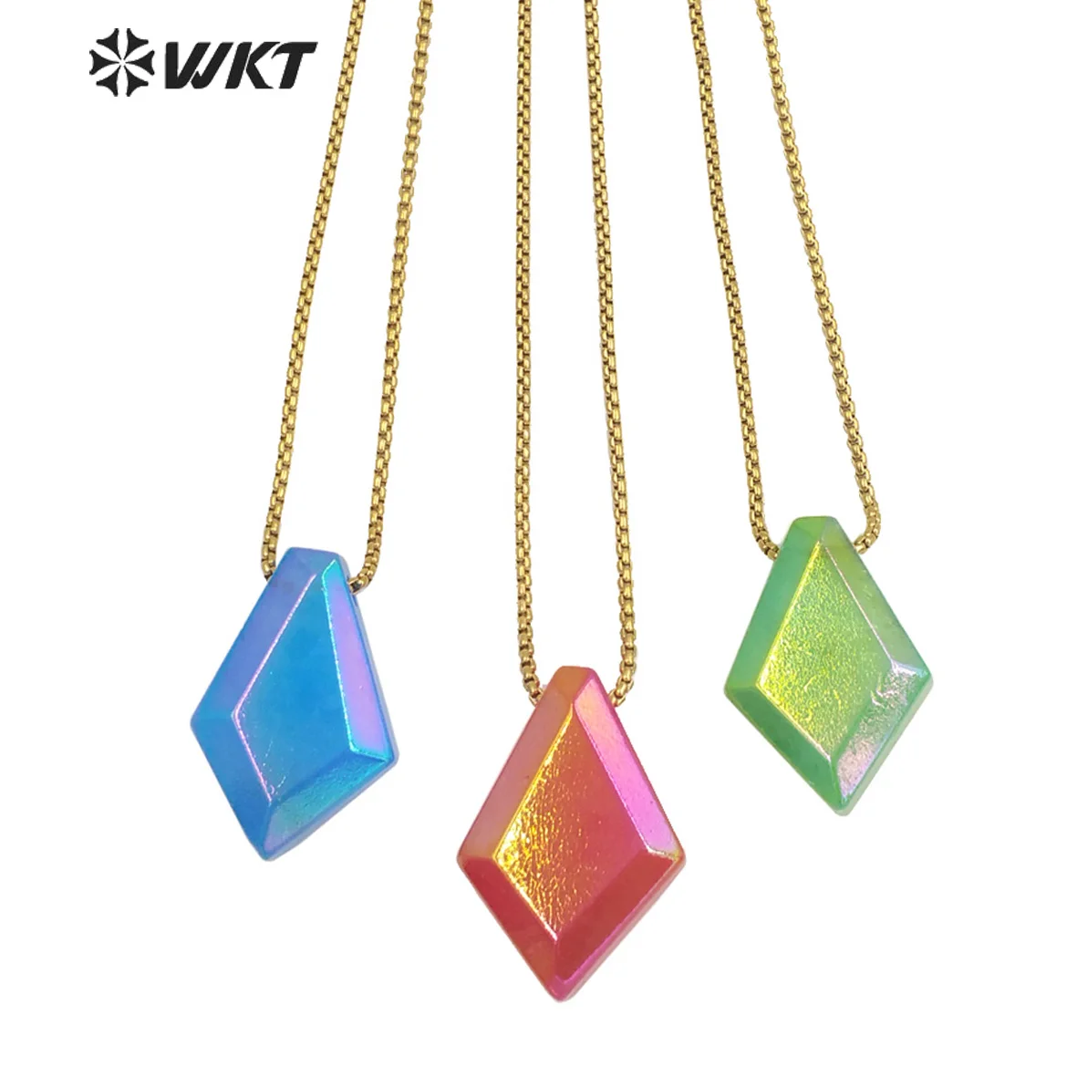 WT-N1319 2021 Fashion Crystal Quartz With Aura Stone Necklace Female Elegant And Colorful Jewelry Findings For Party Gift