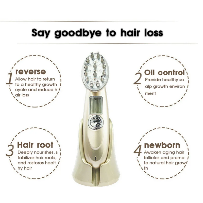 Spazzola elettrica del pettine del massaggiatore di ricrescita di crescita dei capelli della macchina di vibrazione dello stimolatore del cuoio capelluto di terapia del fotone del Laser RF EMS