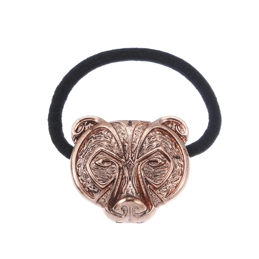 Personality Animal Bear Head Rope Headbands Retro Viking Nordic Headwear for Women Jewelry Headdress Hair Accessories