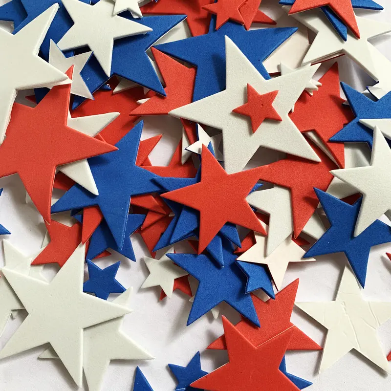 90PCS/Lot Mix big 5 size Red blue white star foam stickers July 4th independence Day Holiday project Fourth of July  US