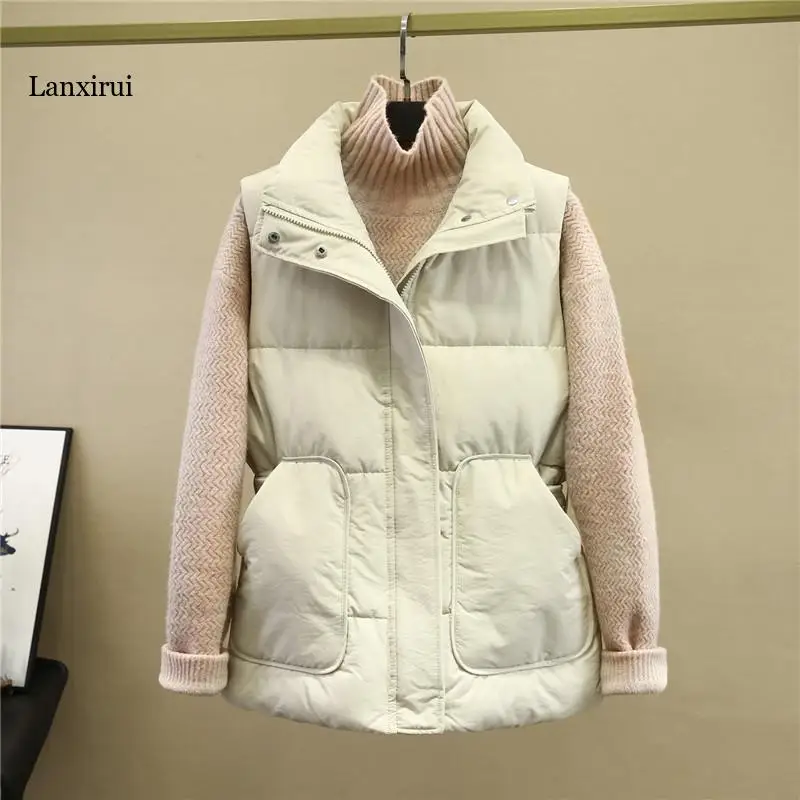 

Light Down Vest Autumn Winter Lightweight Warm Waistcoat Casual Solid Sleeveless Outerwear Tops