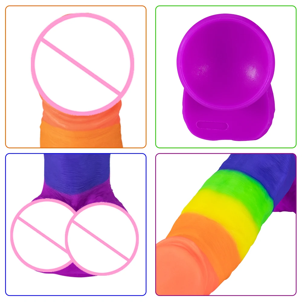 Super Realistic Silicone Rainbow Dildo Huge Anal Penis Gode Suction Cup Sextoys Female Masturbation Faloimitator Products Dick