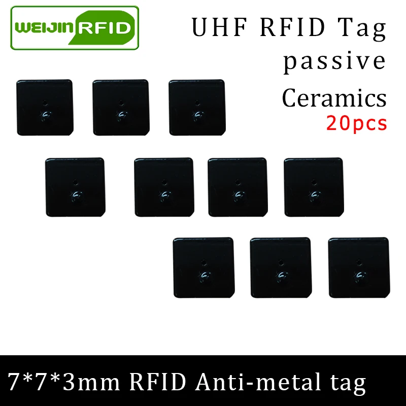 UHF RFID metal tag 915m 868m EPC ISO18000-6c 20pcs free shipping tools management 7*7*3mm micro square Ceramics passive RFID tag