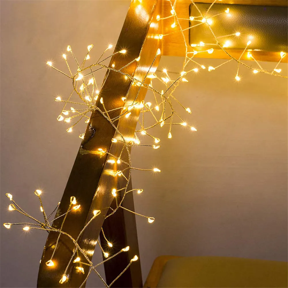 Remote controller 100/200 LED Firecrackers Fairy String Lights 8Modes Copper wire Firecracker Garland Light for Christmas Party