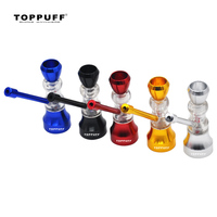 TOPPUFF Metal and Glass Pipe Funky Water Pipe Sand Clock Design Pipe Shisha Hookah Pipes For