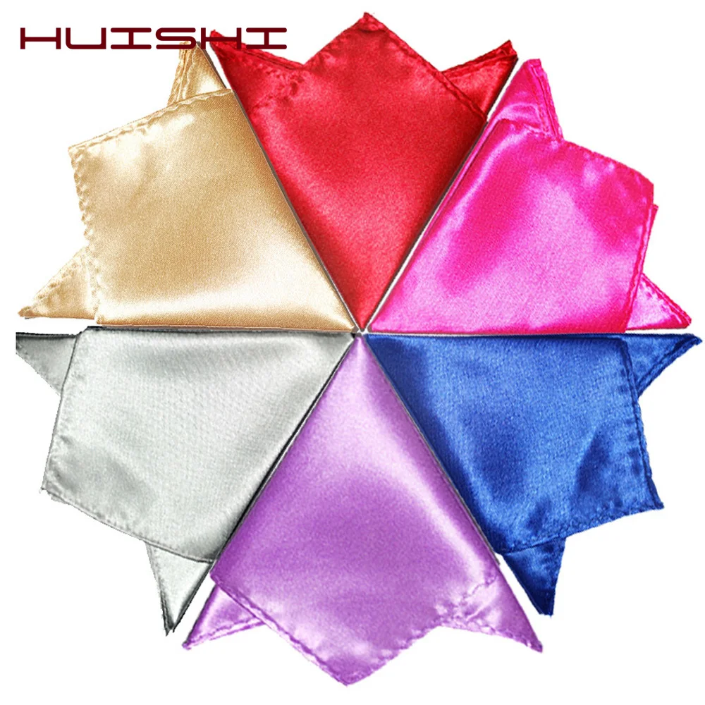 HUISHI Solid Color Vintage Fashion Men Pocket Square Party High Quality Men\'s Handkerchief Groomsmen Men Hanky Wedding Business