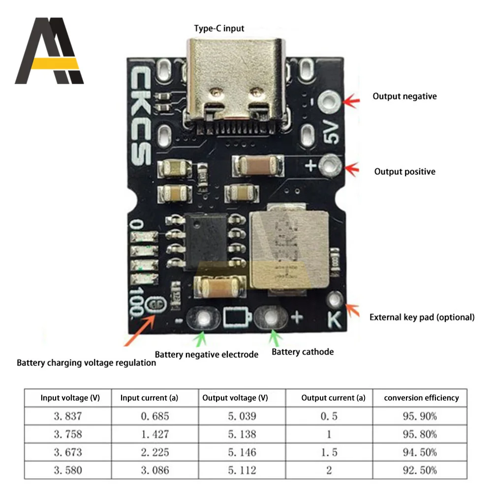 Lithium Battery Charge Discharge Boost Module Type-C / Micro USB 3.7V 5V 1A 2A Boost Converter Step-Up Power Board