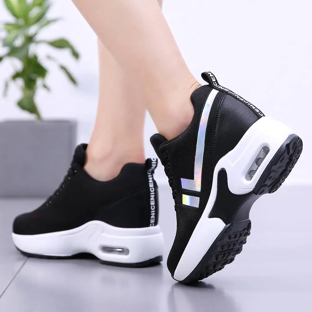 Spring High Wedge Shoes Women Platform Sneakers Ladies Shoes Comfortable Outdoor Walking Casual Chunky Footwear Basket Femme