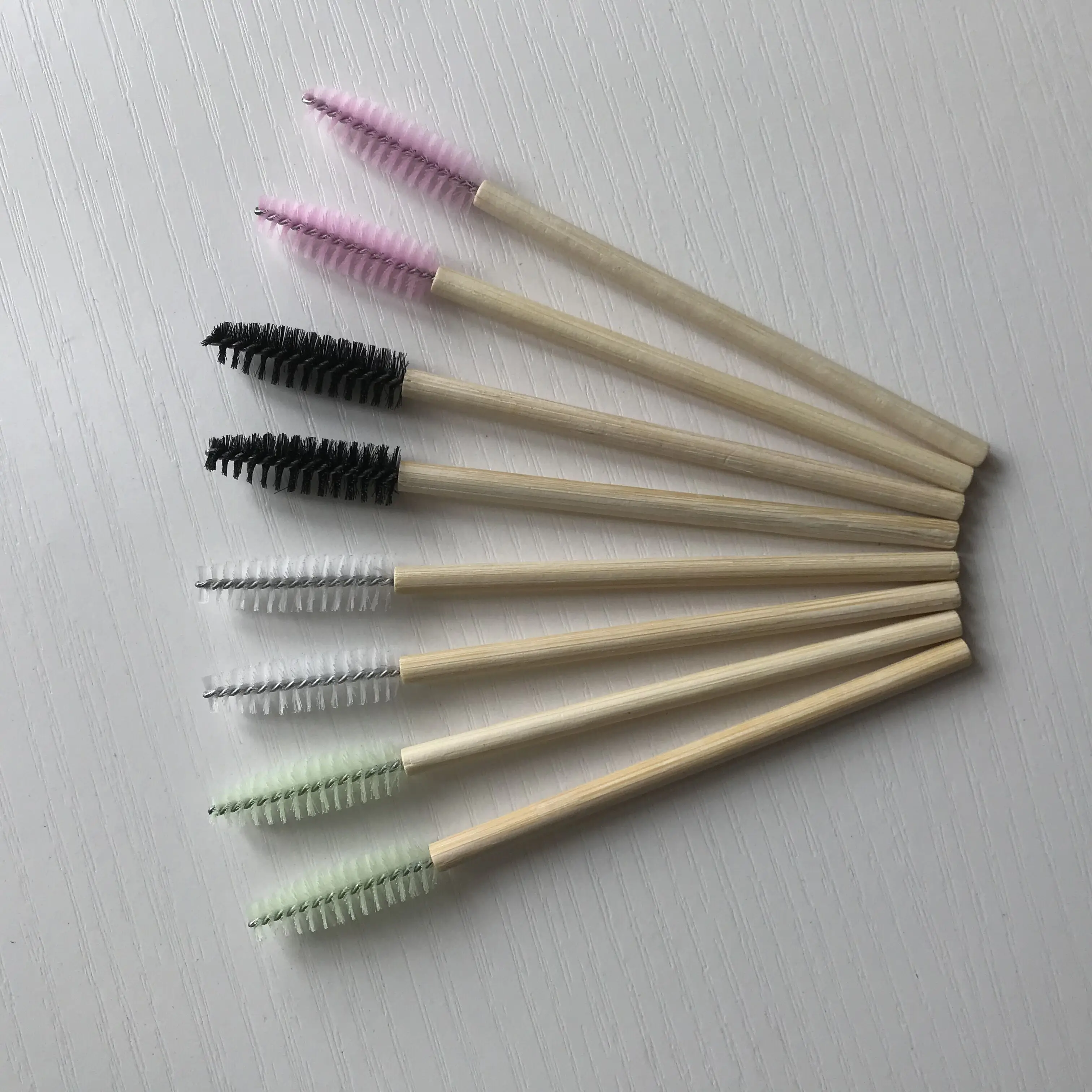 50 Pcs ECO Friendly Bamboo Stick Black Nylon Mascara Wands Eyelash Brush Disposable Lash Wands