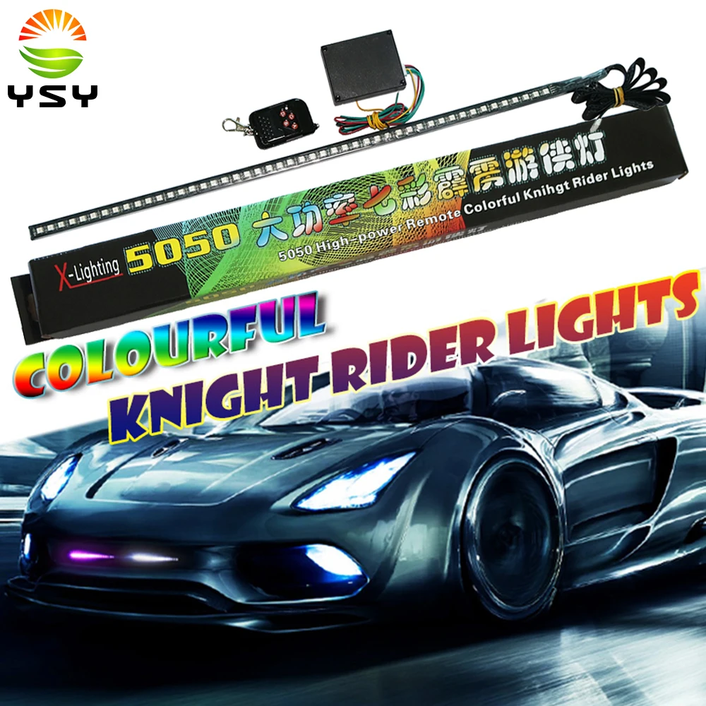 YSY RGB 7-Color 48LED Knight Night Rider LED Strip Scanner Lighting Bars Remote Atmosphere Decorative Lamp Warning Signal light