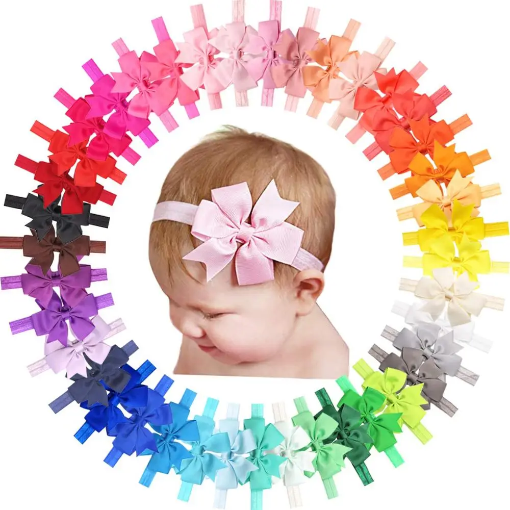 

10 Pieces Baby Girls Headbands 3 Inch Grosgrain Ribbon Hair Bows Headbands for Baby Girls Infants Kids and Toddler