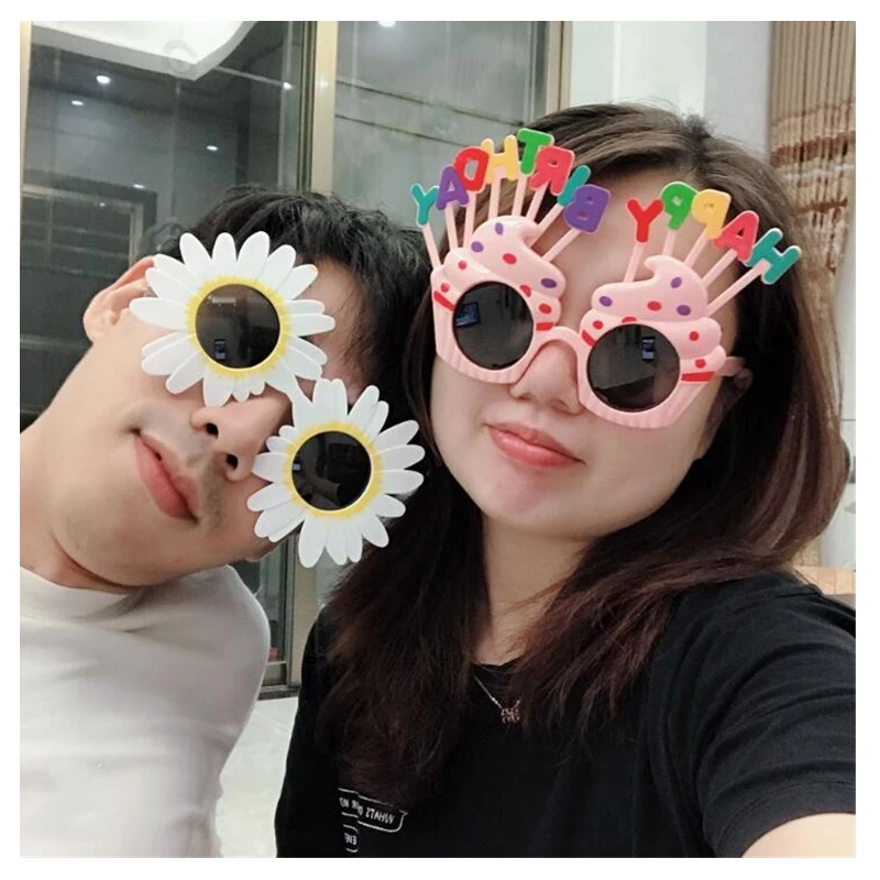 Birthday Party Glasses Funny Candle Sunflower Rainbow Sunglasses Happy Birthday Photo Booth Props Kids Favor Party Decor GH1056