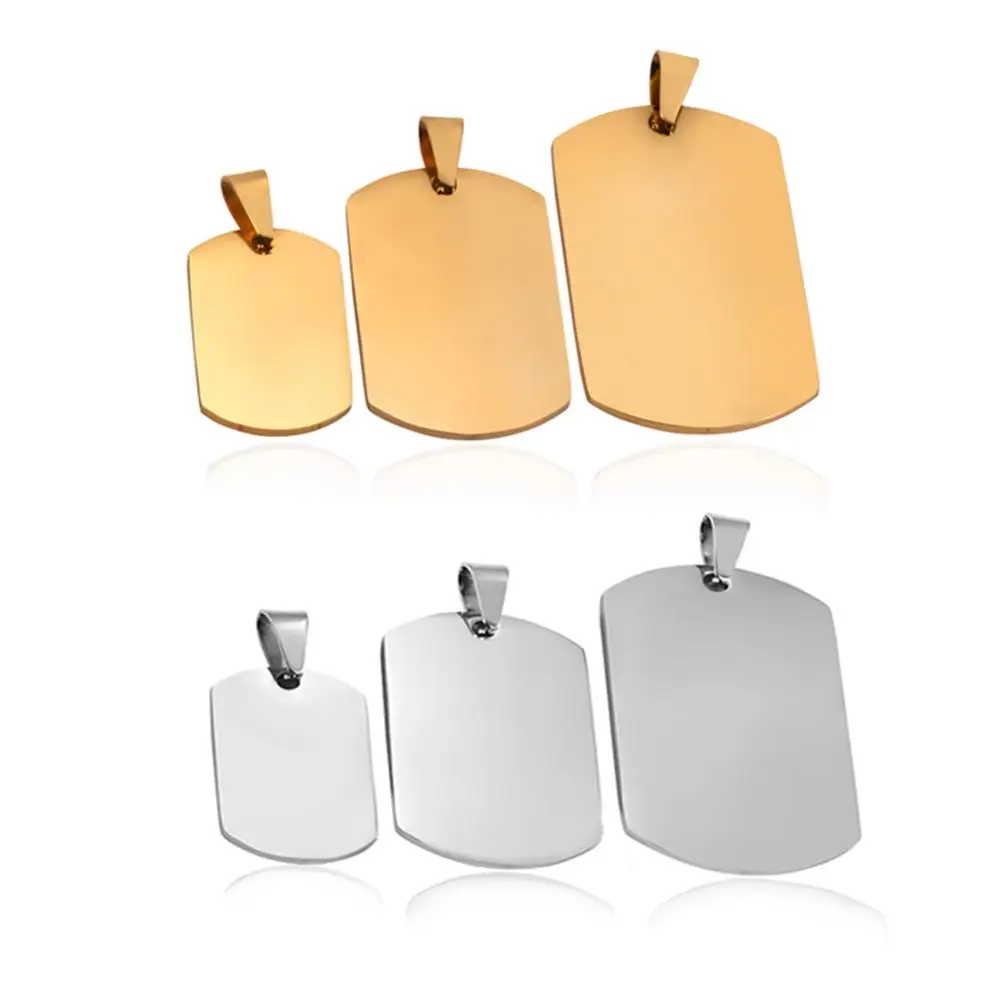 10 pcs  Stainless Steel Military Army Style ID Blank Dog Tags Pendant Rectangle Necklace Jewelry Accessories Dropship