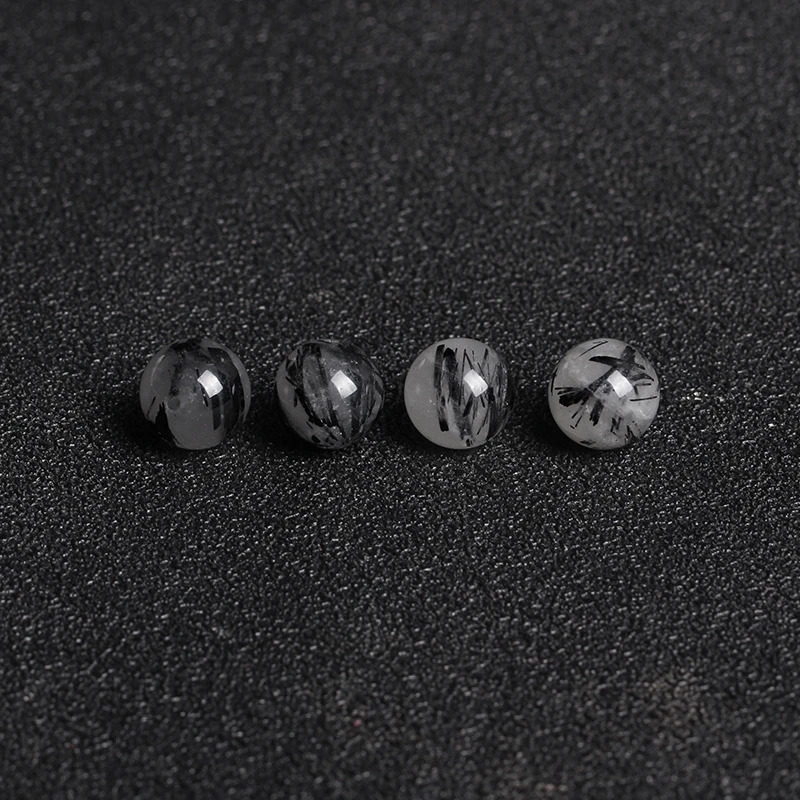 4A Natural Black Hair Crystal Rutilated Quartz Crystal Single Bead DIY Beads Jewelry Making