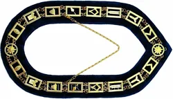 Blue Lodge Chain Collar - Gold Plated on Blue Velvet