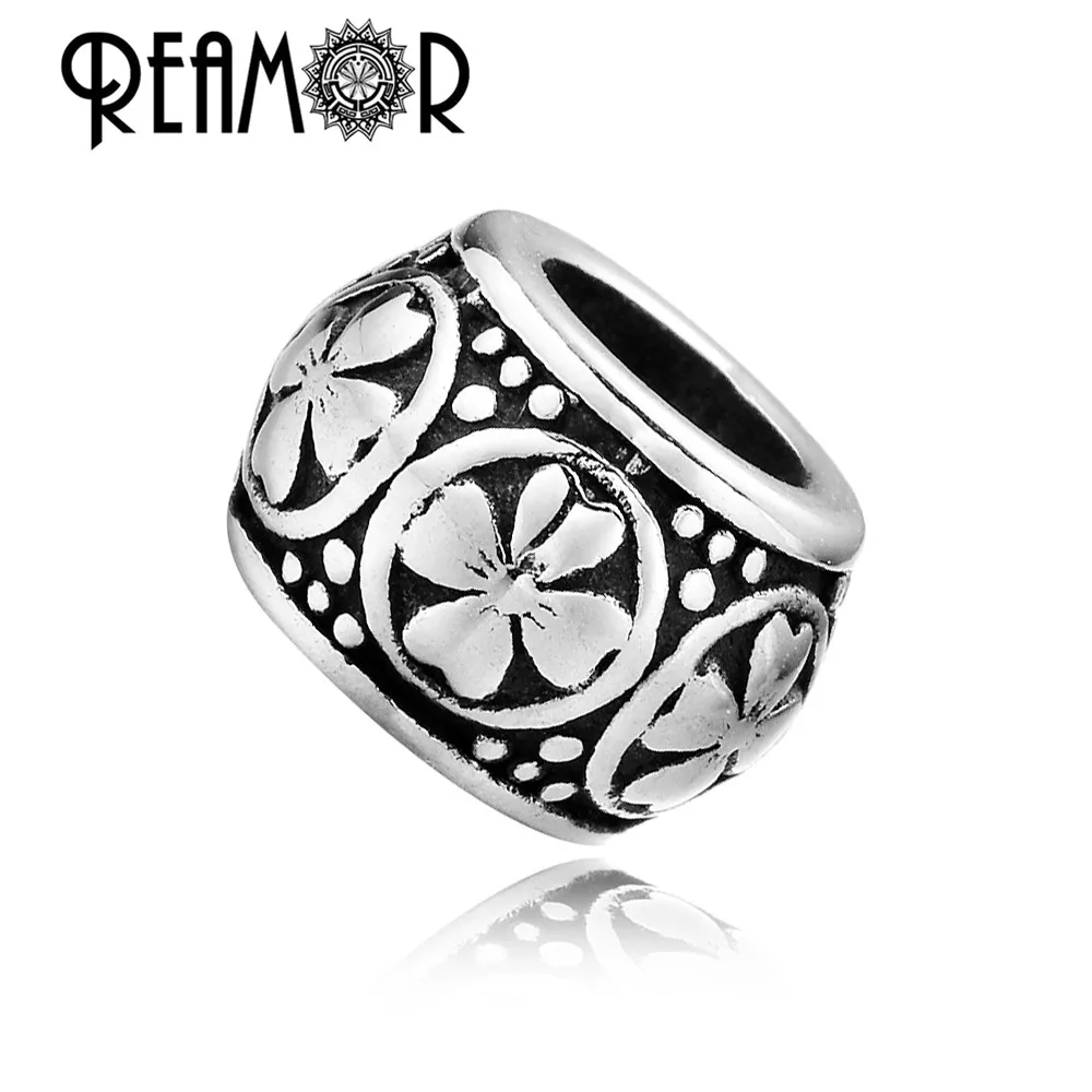 REAMOR 316L Stainless Steel 9 Styles Handmade Polished Symbol Spacer European Charm  Beads For DIY Bracelet Jewelry Findings