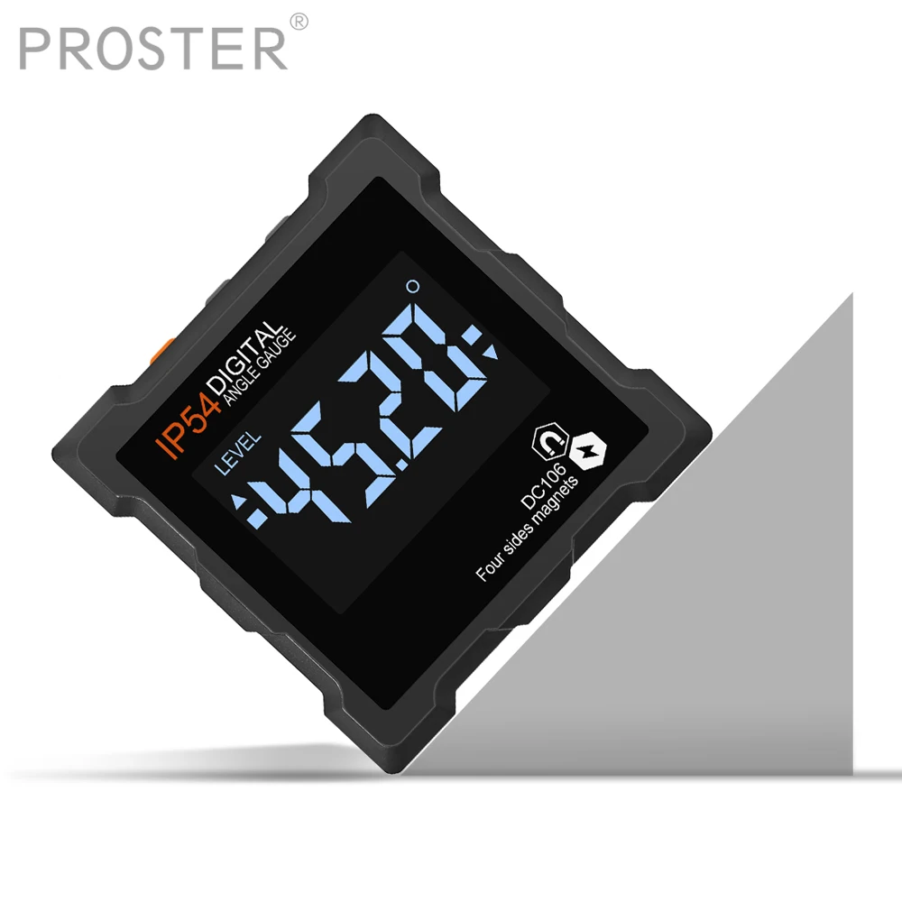 

Digital Inclinometer Angle Gauge LCD Backlight Protractor Finder Bevel Level Box 0-360° Waterproof with 4 Magnetic Based Facets