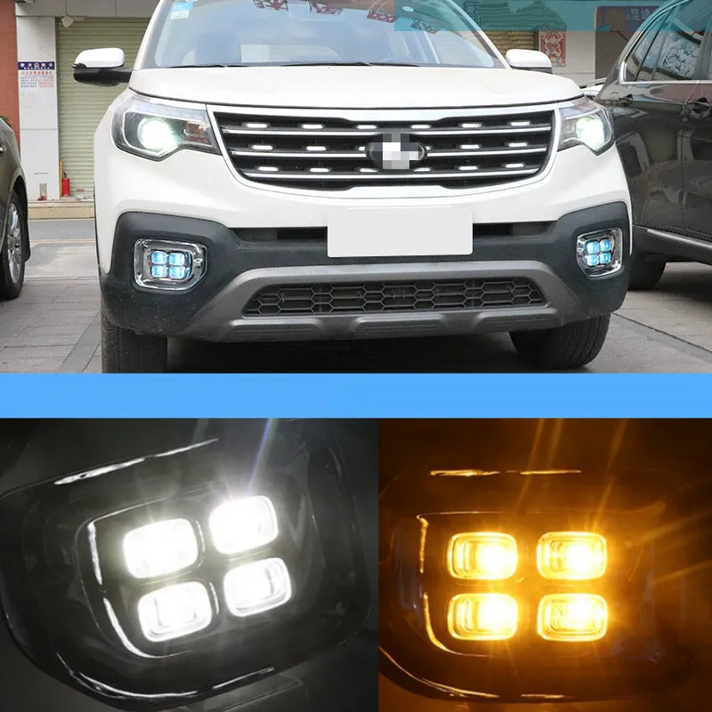 

1 Pair For KIA Sportage 2019 with Yellow Turn Signal Light Fog Light DC12V Headlight LED DRL Daytime Running Light