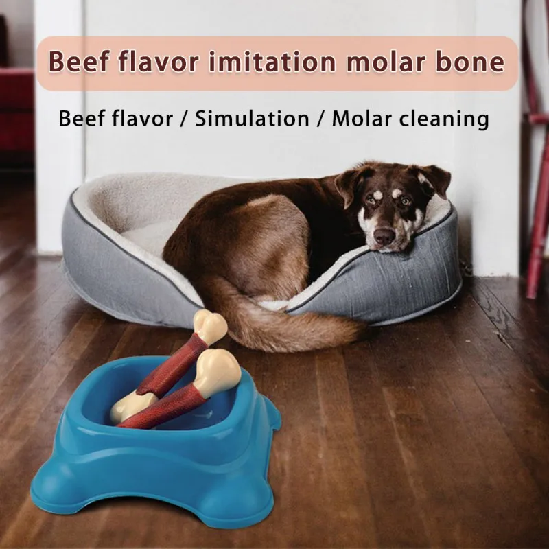 S/L Dog Teething Chew Toys Bone Shaped Dog Chew Toys for Aggressive Chewers Real Beef Flavor Durable To Bite Dog Molars