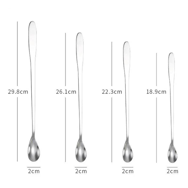 1 Piece Long Handled Stainless Steel Coffee Spoon Teaspoon Ice Cream Dessert Cocktail Stirring Spoon Barware Drinking Tool 2022